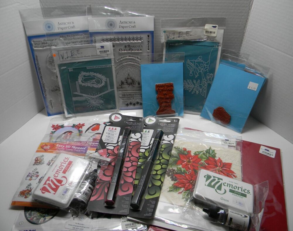 Huge Lot of Paper Crafts Christmas Stamps Decopague Stickers Tri Blend All NIP